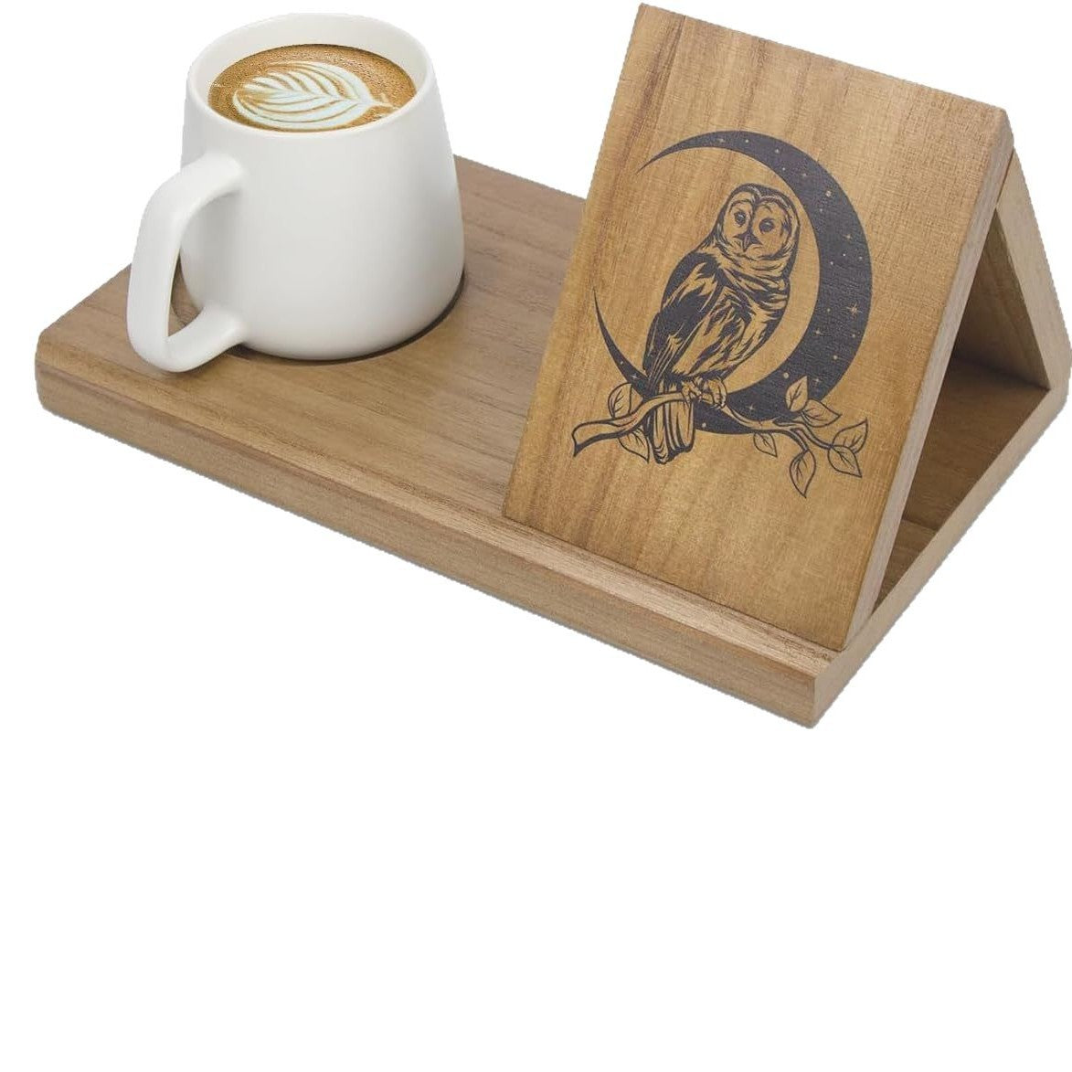 Wooden Triangular Desktop Organizer Book Stand and Cup Holder for Desks