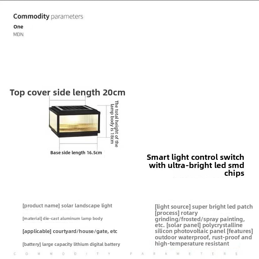 Solar-powered Outdoor Waterproof Post Light Lamp