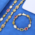 Gold Plated Gemstone Pendant Necklace Hip Hop Chain Jewellery