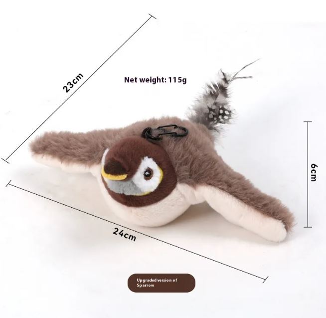 Flapping Bird Cat Toy Interactive Feather Teaser for Indoor Cats