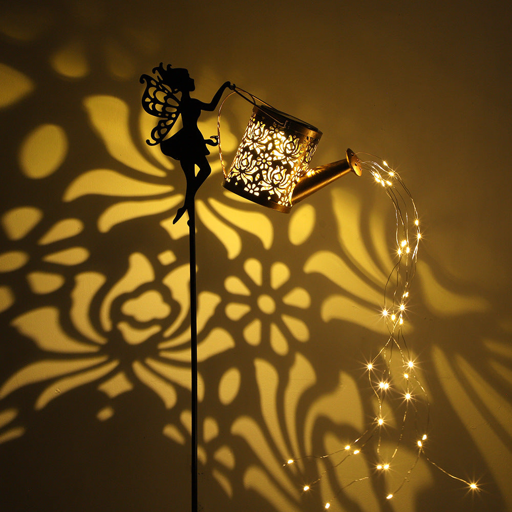Solar Iron Teapot Outdoor Garden Decorative Light Metal