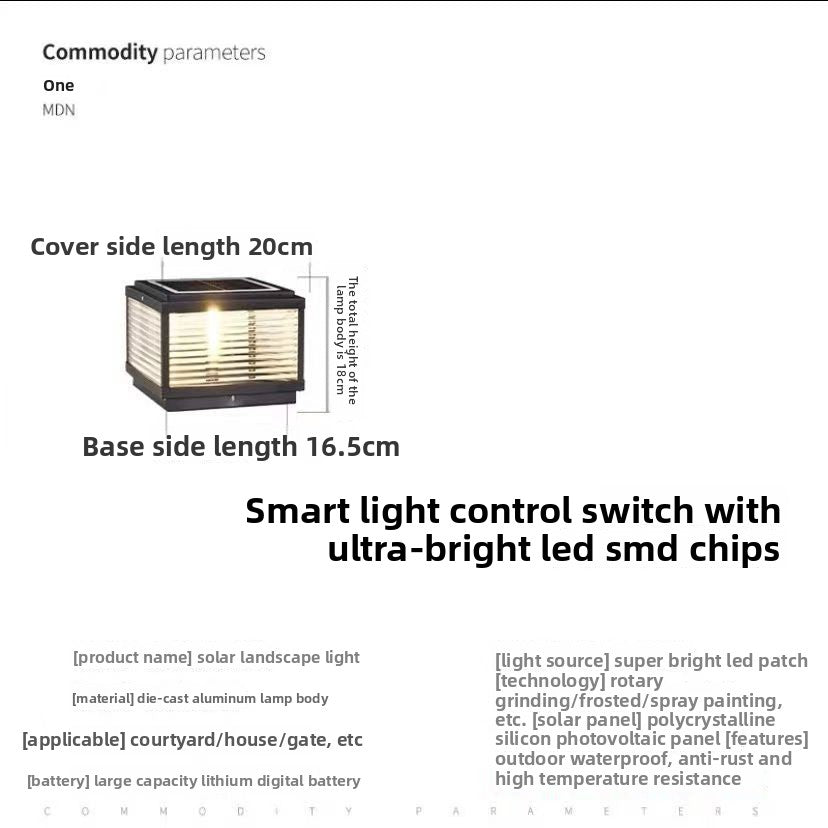 Solar-powered Outdoor Waterproof Post Light Lamp
