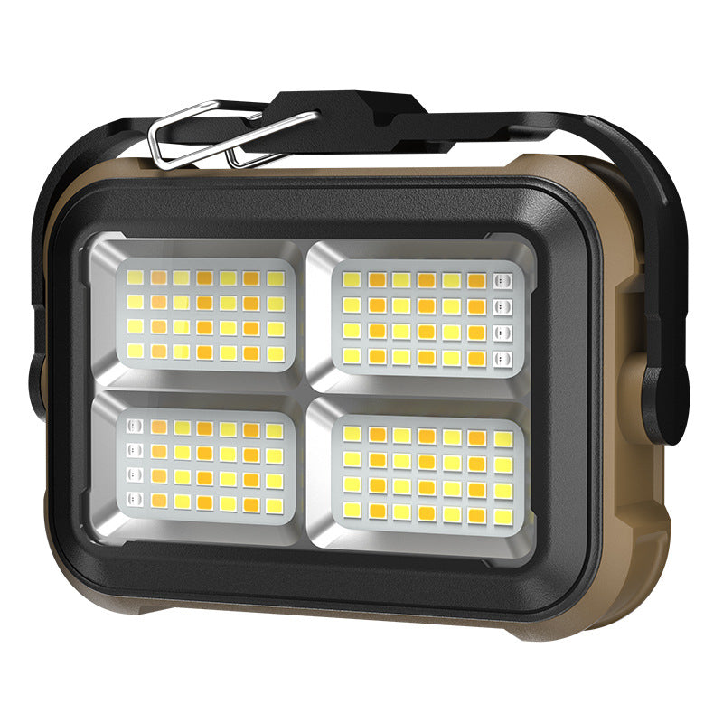 Solar Work Light LED Rechargeable Camping Lamp with Magnetic Hook for Garage Tent and Power Cuts