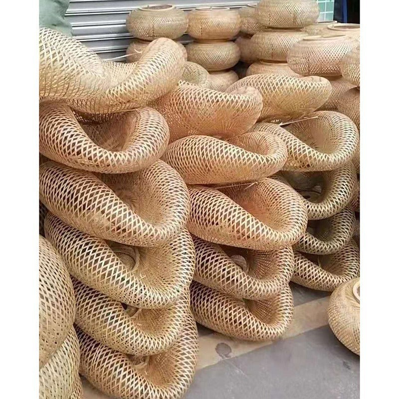 Bamboo Chandelier Japanese Straw Hat Shaped Hanging Lamp