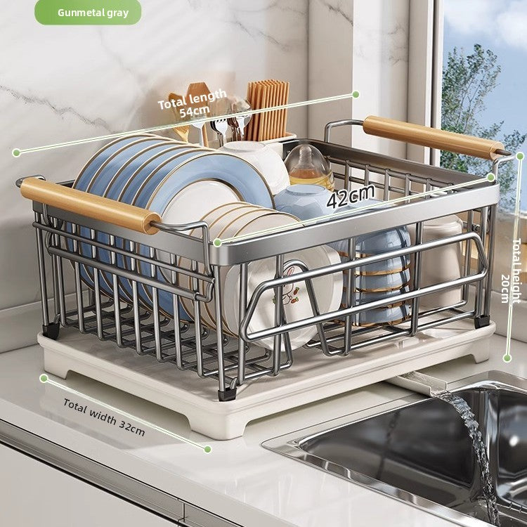 Stainless Steel Dish Drainer Rack Multifunctional Kitchen Sink Organizer