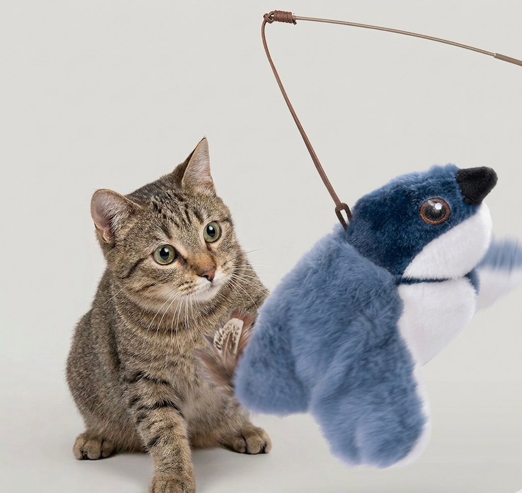 Flapping Bird Cat Toy Interactive Feather Teaser for Indoor Cats