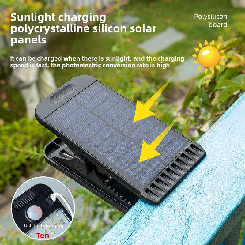 Solar Powered Motion Sensor Outdoor Wall Light Lamp