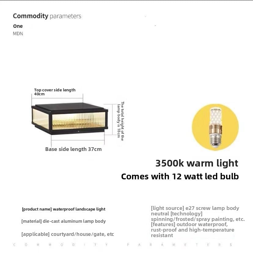 Solar-powered Outdoor Waterproof Post Light Lamp