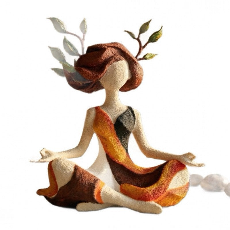 Yoga Girl Character Statue Resin Figurine Home Decor Meditation Ornament