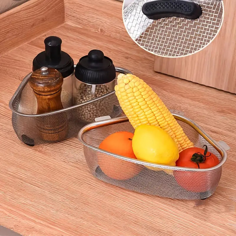 Triangular Stainless Steel Sink Drainer Basket Corner Strainer for Kitchen