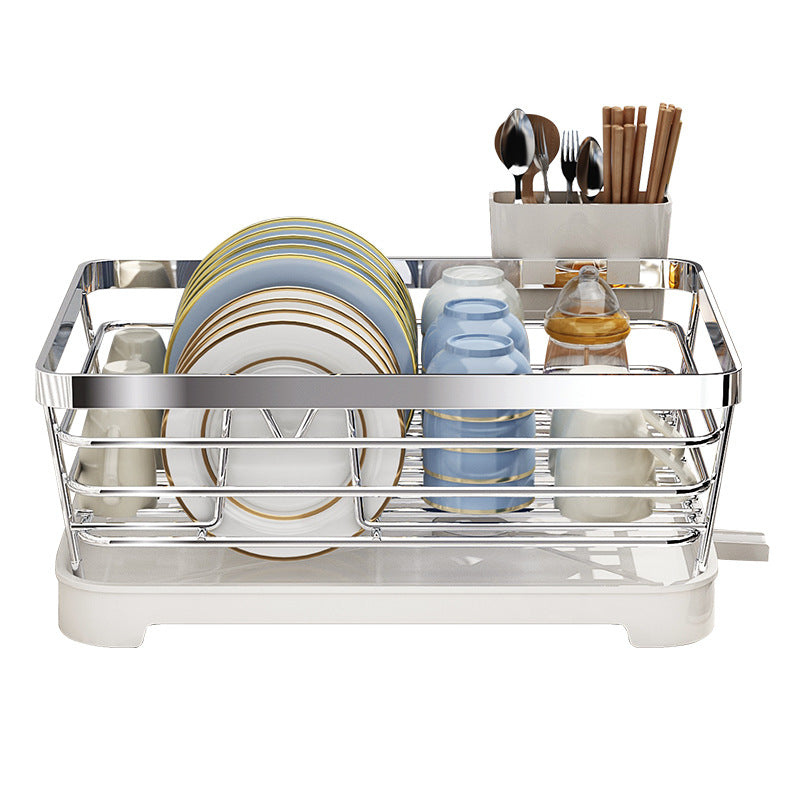 Stainless Steel Dish Drainer Rack Multifunctional Kitchen Sink Organizer