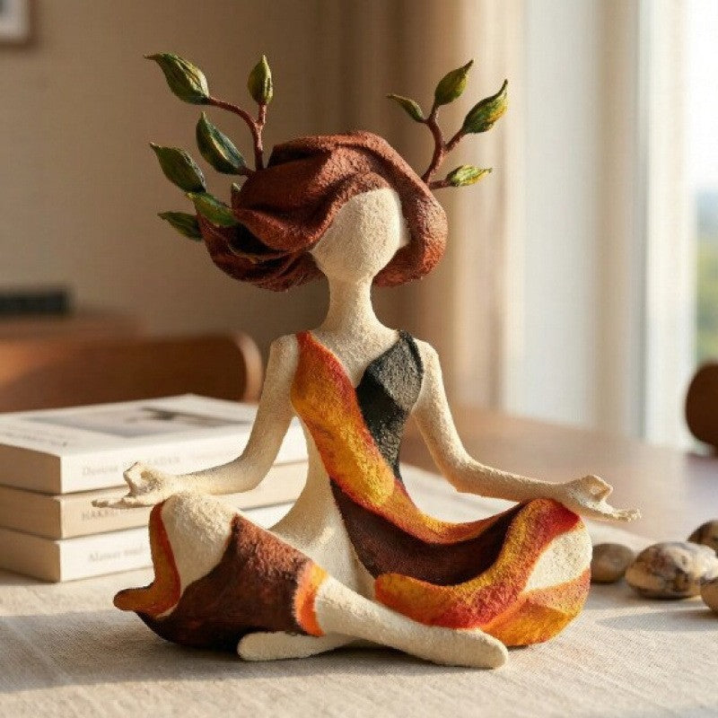 Yoga Girl Character Statue Resin Figurine Home Decor Meditation Ornament