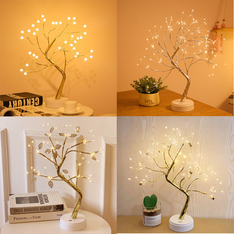 LED Christmas Tree Light Touch Control Tabletop Tree Lamp Holiday Decoration for Desk and Shelf