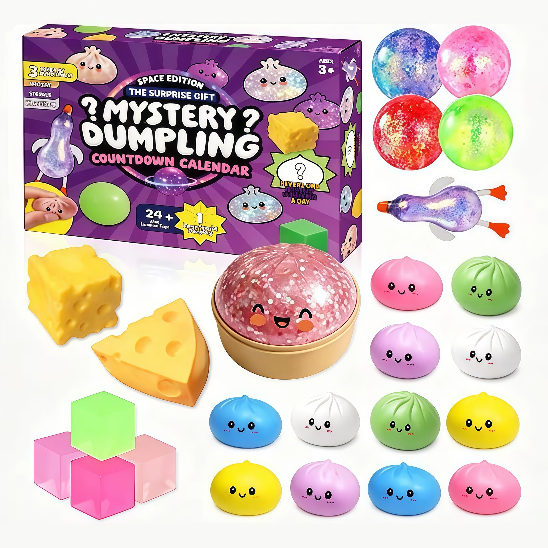 Steamed Bun Squishy Countdown Calendar Desk Fidget Gift