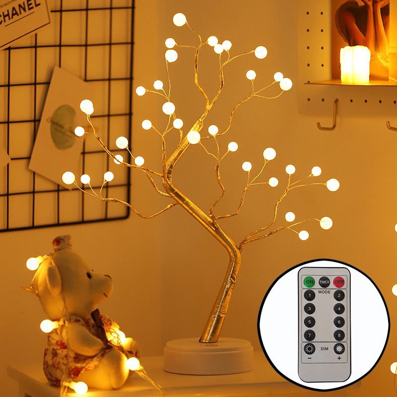 LED Christmas Tree Light Touch Control Tabletop Tree Lamp Holiday Decoration for Desk and Shelf