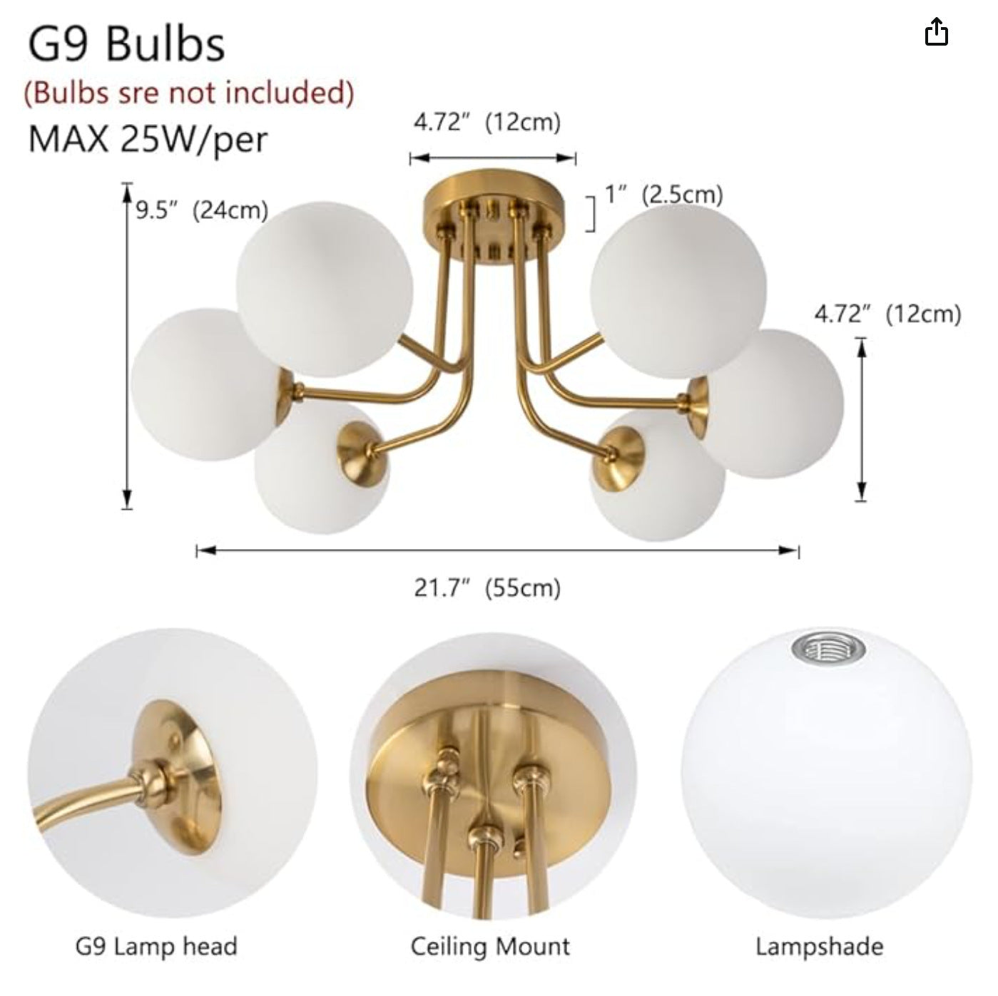 Glass Ball Ceiling Lamp Modern Tempered Light